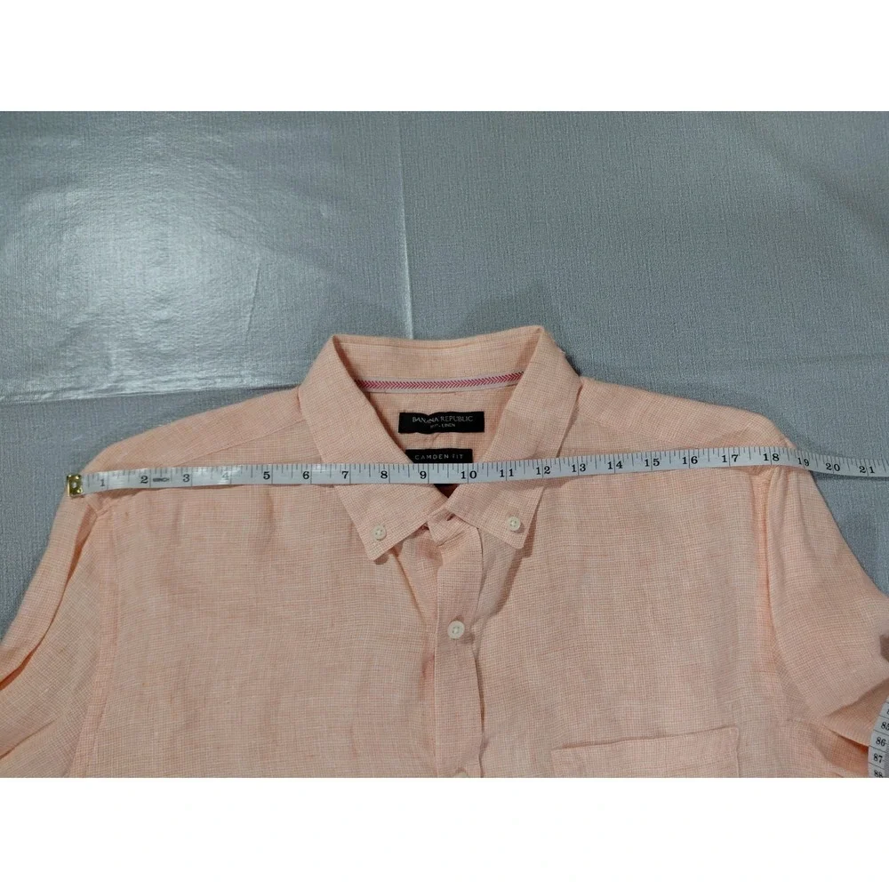 Banana‎ Republic Camden Fit Linen Button Down Shirt Men's LG Long Sleeve Orange